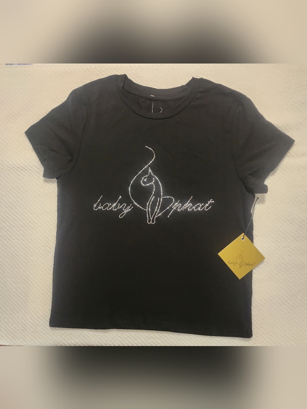 Baby Phat Women's Black Logo Crystal Tee - Picture 3 of 8